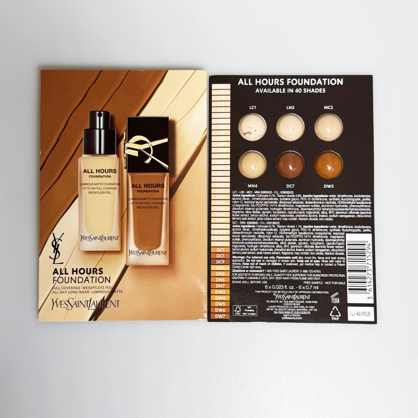 Mixed foundation / concealer sachet - sold per piece