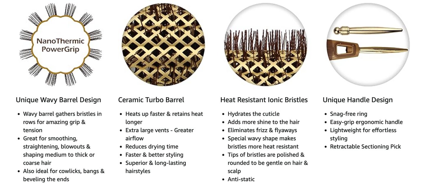 Olivia Garden NanoThermic PowerGrip Thermal brush - 1 1/4" or 34 mm