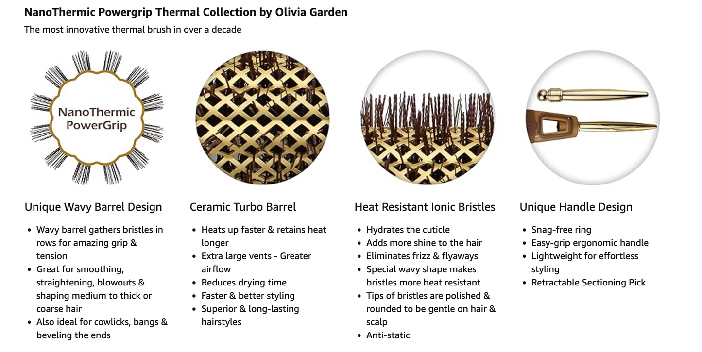 Olivia Garden NanoThermic PowerGrip Thermal brush - 1" or 24 mm