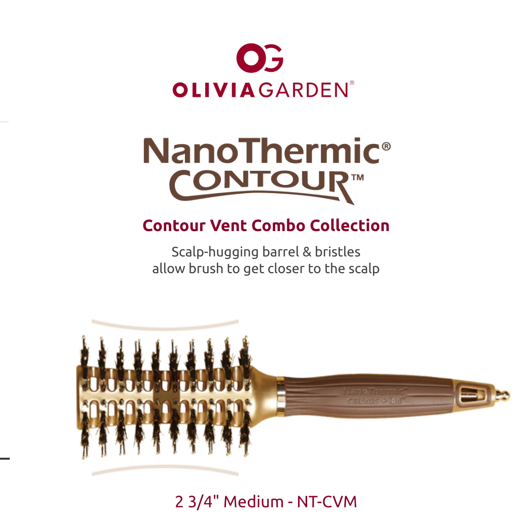 Olivia Garden Nanothermic Contour Vent Combo Hair Brush - Medium 2 3/4"