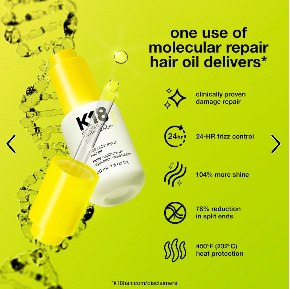 K18 Biomimetic Hairscience Molecular Repair Hair Oil - 1 oz / 30 mL