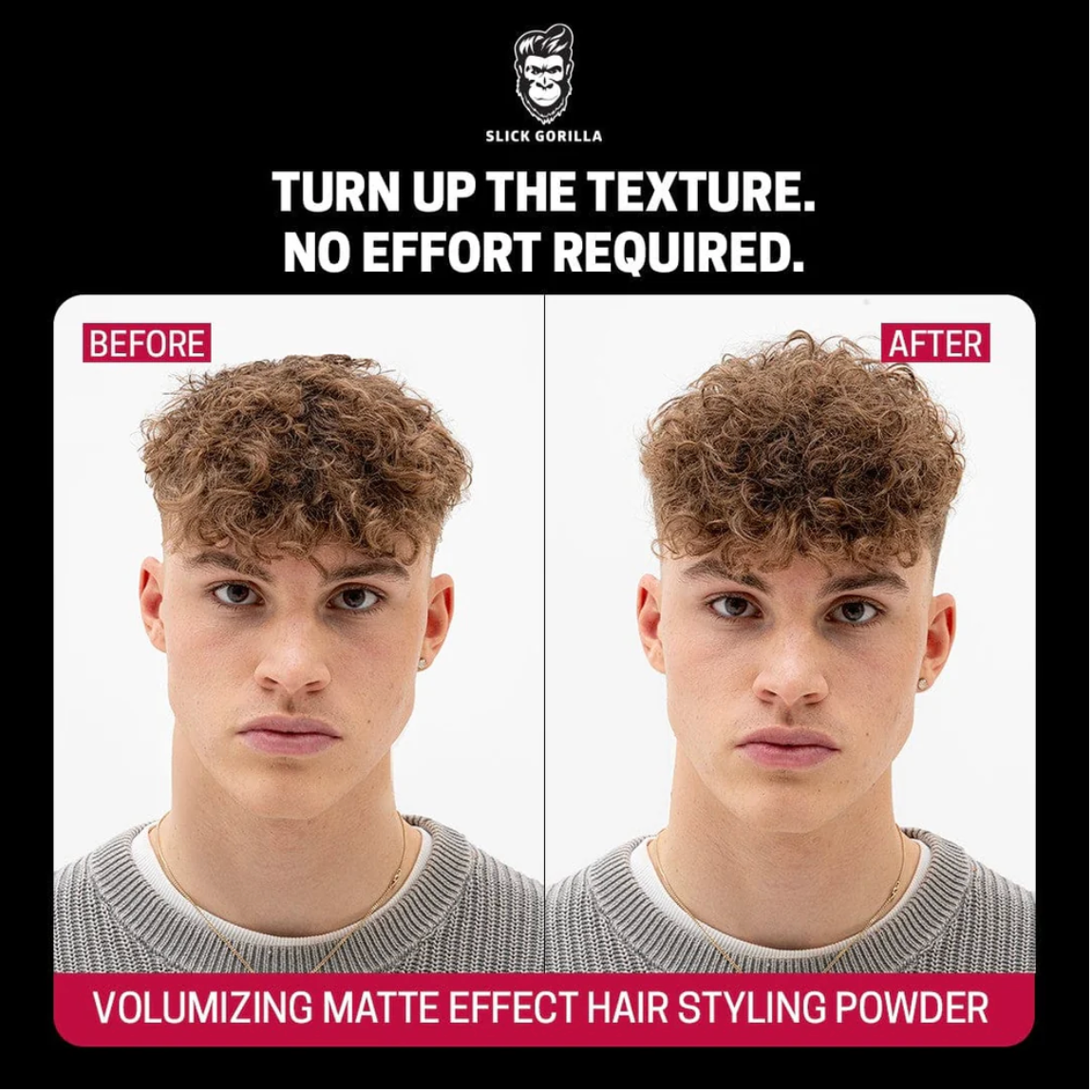 Slick Gorilla Hair Styling Powder for Men 0.70 oz (20ml) | Texture Powder | 24 Hours All Day Hold