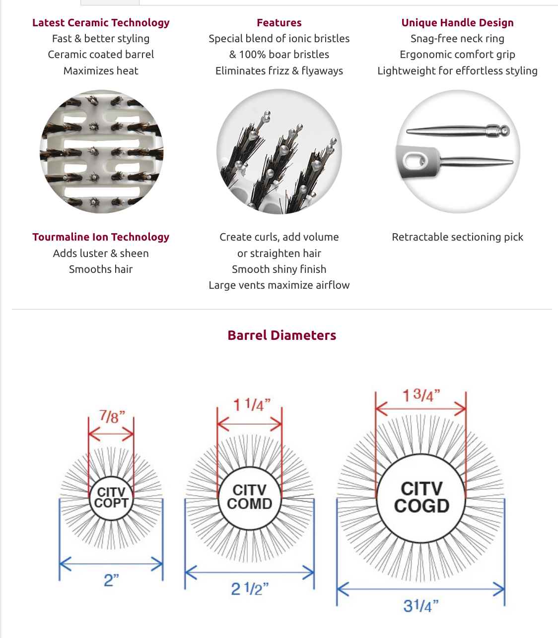 Olivia Garden Ceramic + Ion Turbo Vent Combo Round Brush - 3-1/4". 82 mm