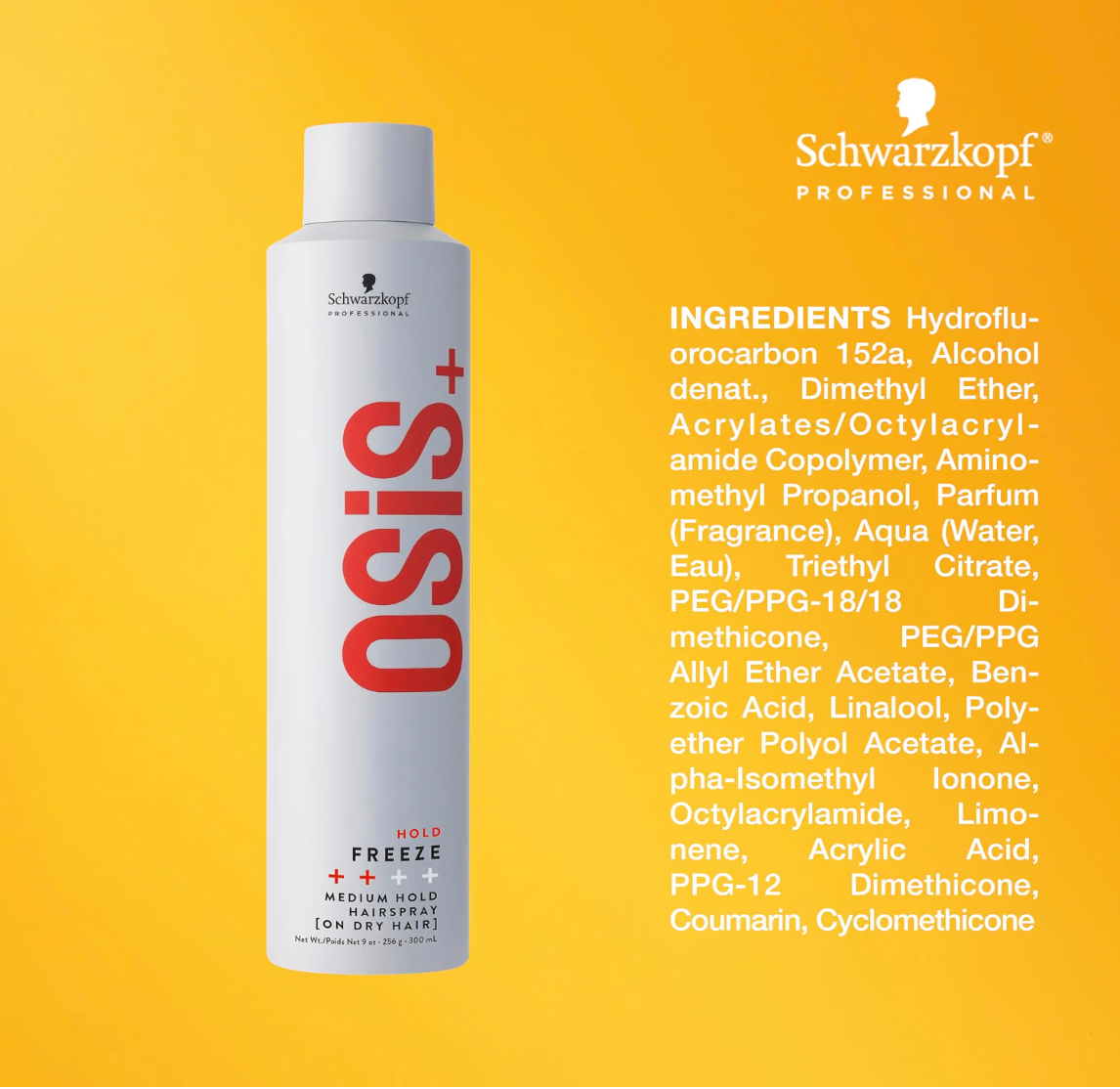 OSiS+ Freeze Hairspray - Medium Hold with Heat & Humidity Protection - 9 oz/ 256 g