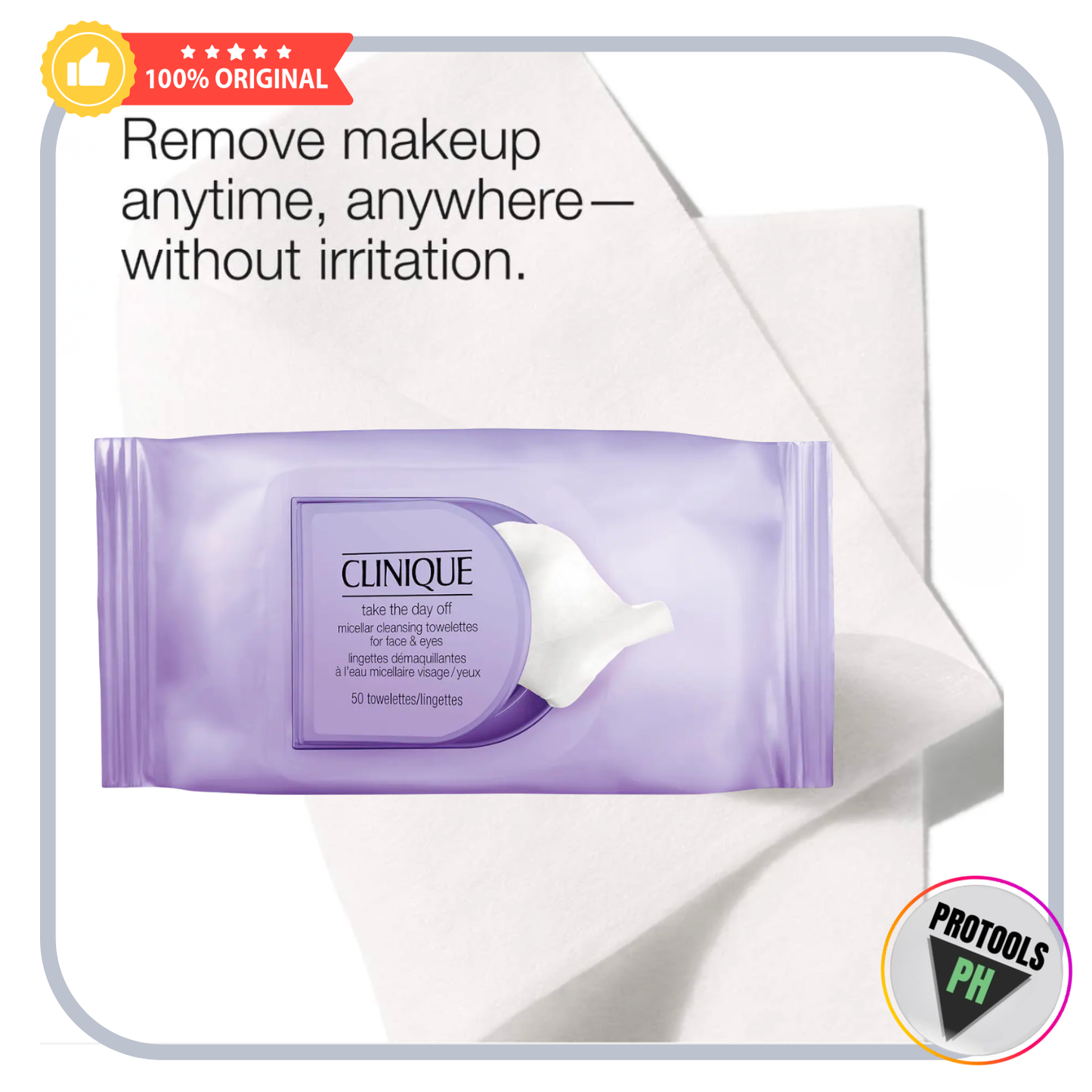 CLINIQUE Take The Day Off Micellar Cleansing Makeup Remover Wipes for Face & Eyes