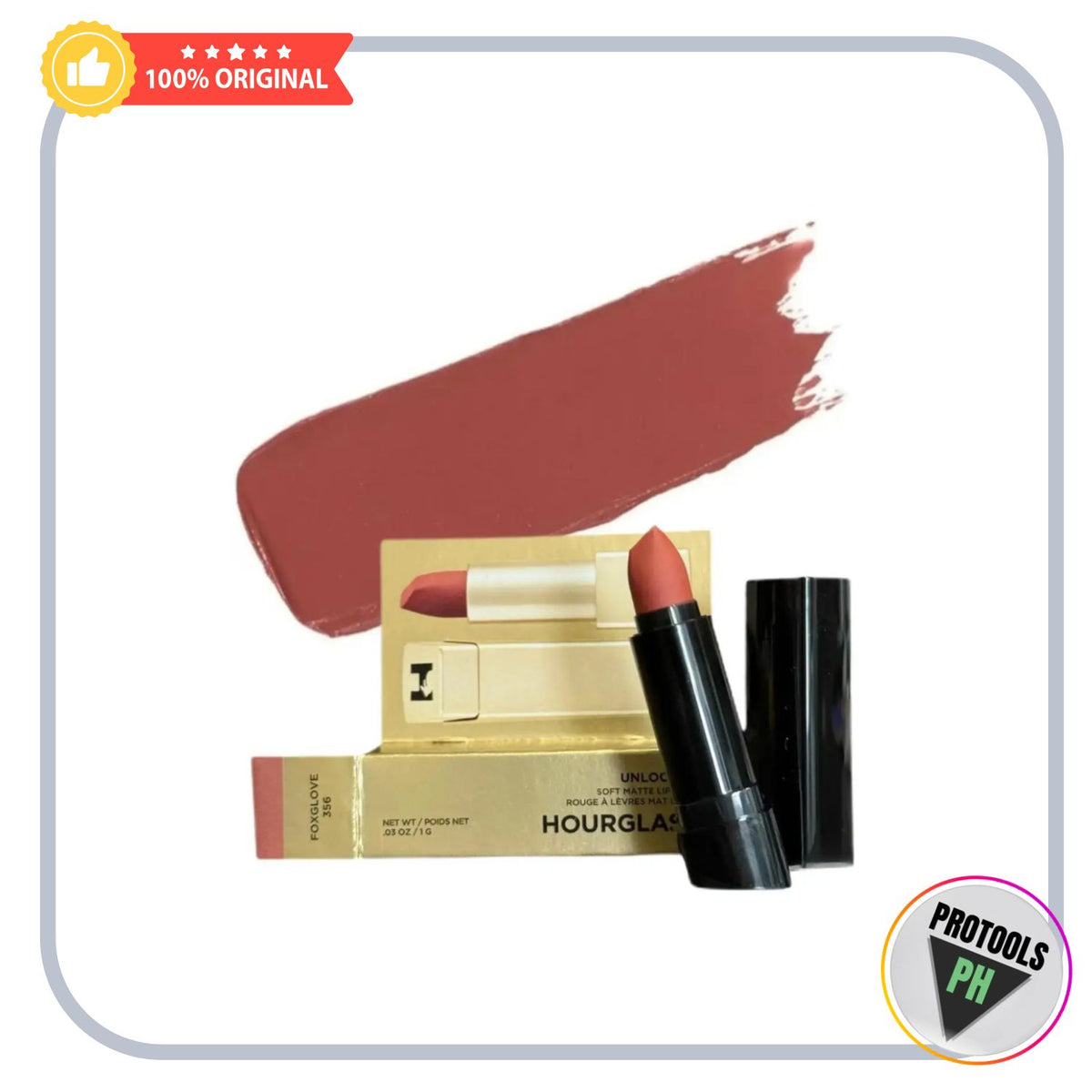 Hourglass Unlocked Satin Crème Lipstick mini - FOXGLOVE
