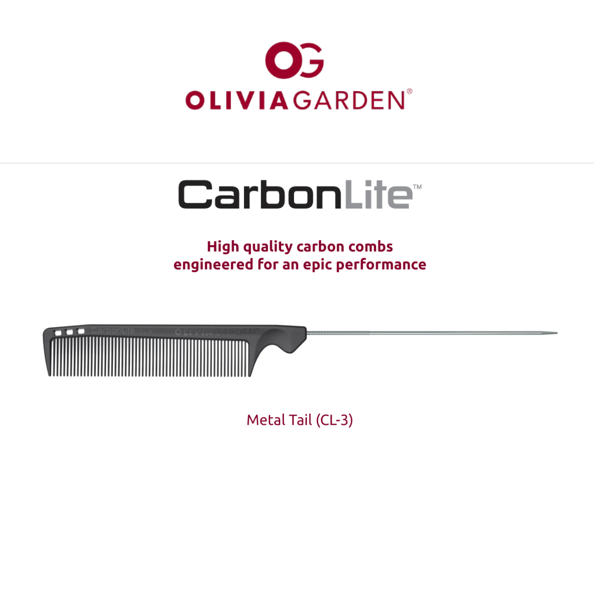 Olivia garden CarbonLite Combs Metal Tail (CL-3)