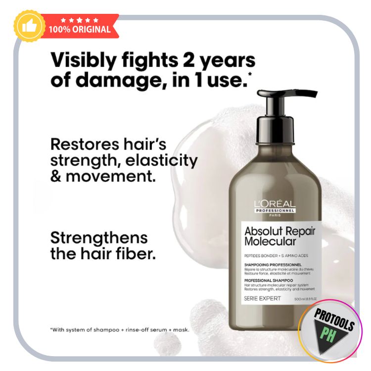 L'Oréal Professionnel Absolut Repair Molecular Shampoo for Damaged Hair- 500 mL