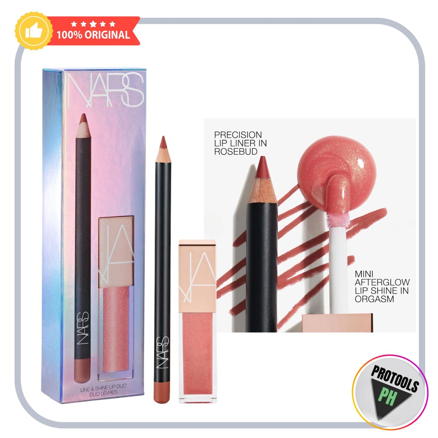 NARS  Line & Shine Lip Duo - Rosebud Lip Liner / Orgasm Lip Shine