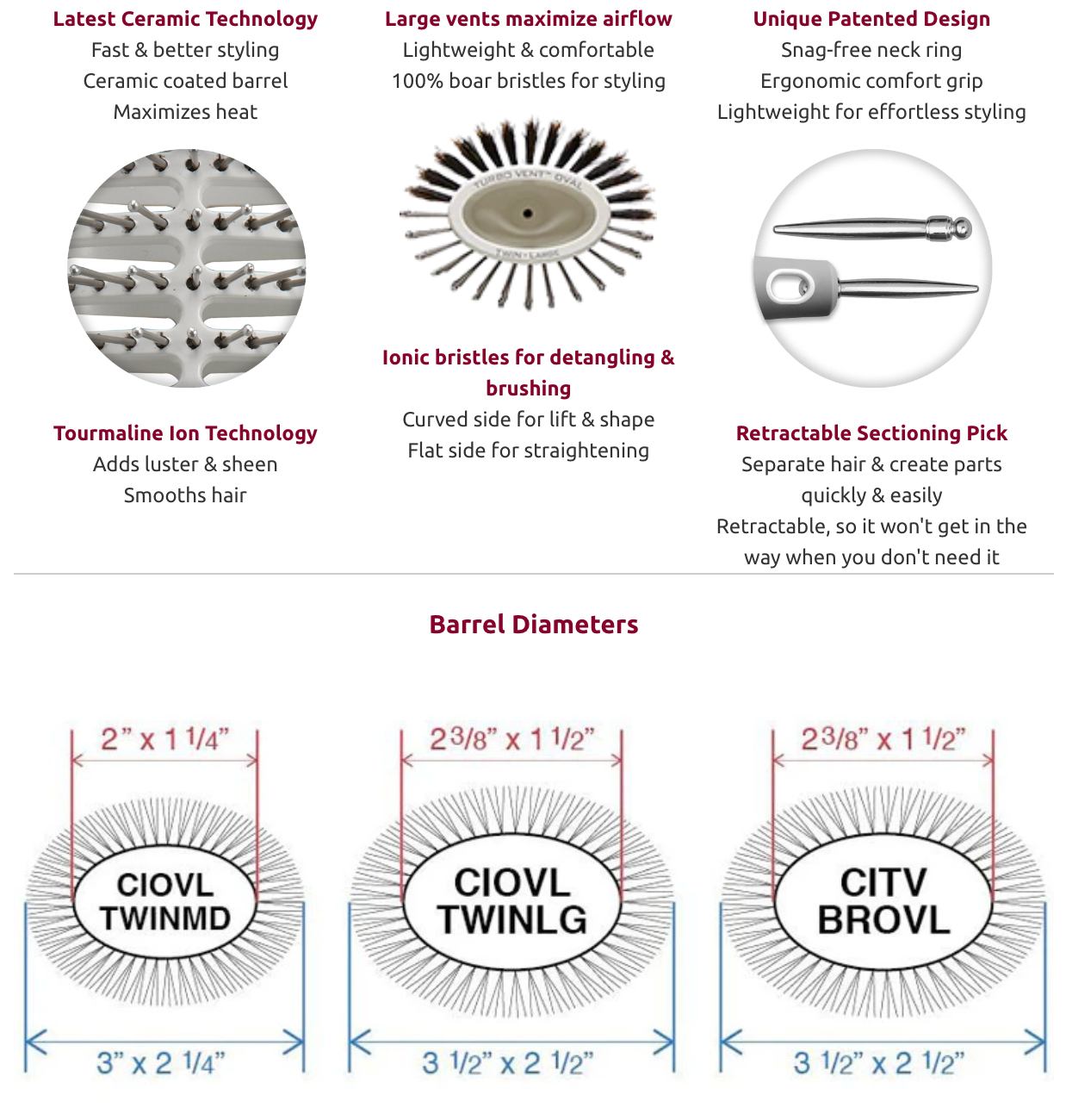 Olivia Garden Ceramic + ion Turbo Vent™ Oval Twin & 100% Boar Collection