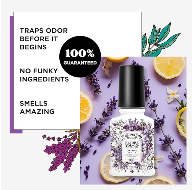 Poo-Pourri Before-You-Go Toilet Spray, Lavender Vanilla, 2 Fl Oz