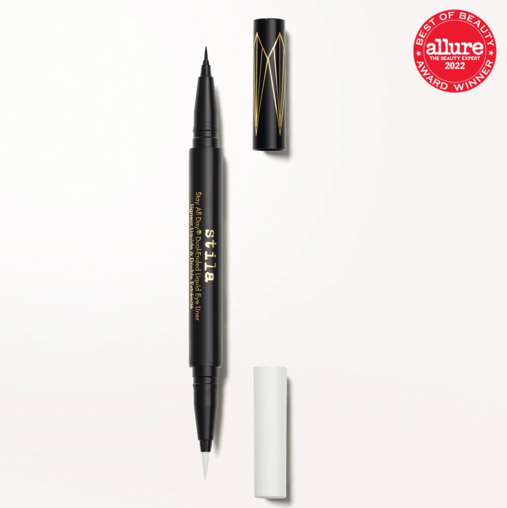 Stila Stay All Day Dual-Ended Liquid Eye Liner: Two Colors - Intense black / snow