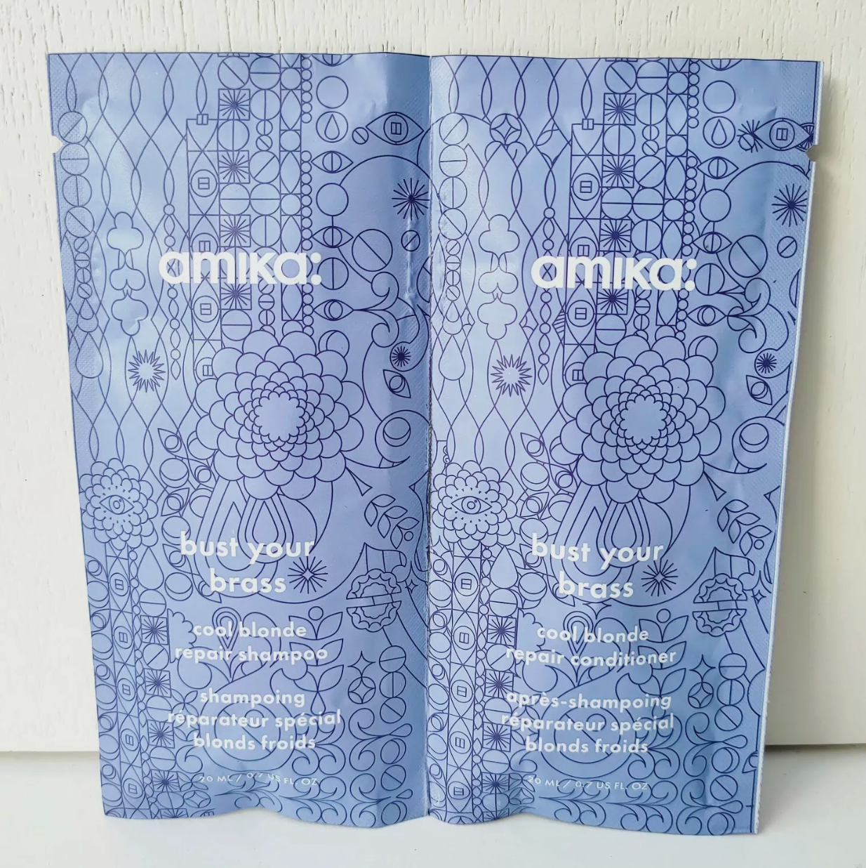 AMIKA BUST YOUR BRASS COOL BLONDE SHAMPOO & CONDITIONER (0.7OZ/20ML)