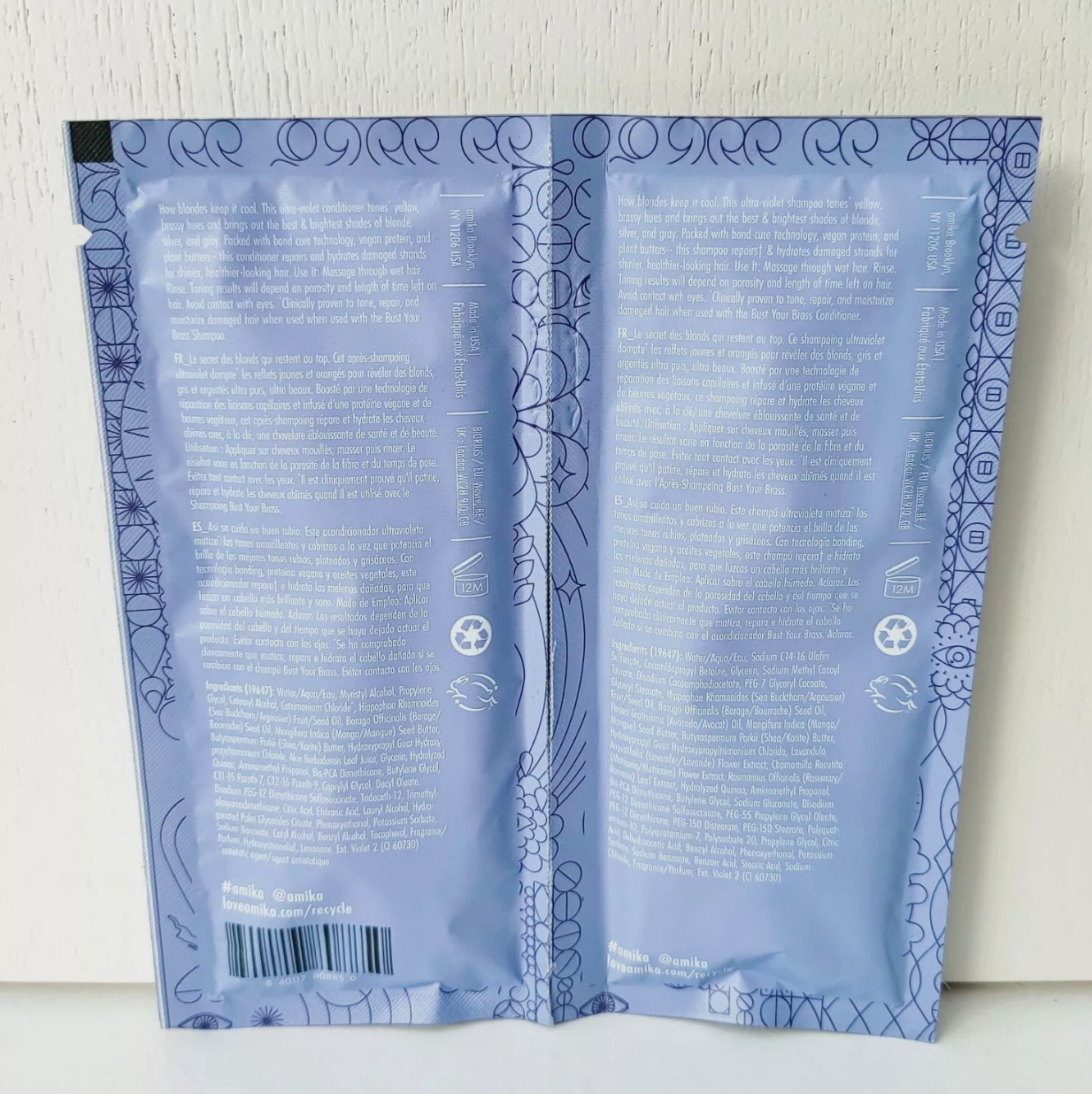 AMIKA BUST YOUR BRASS COOL BLONDE SHAMPOO & CONDITIONER (0.7OZ/20ML)