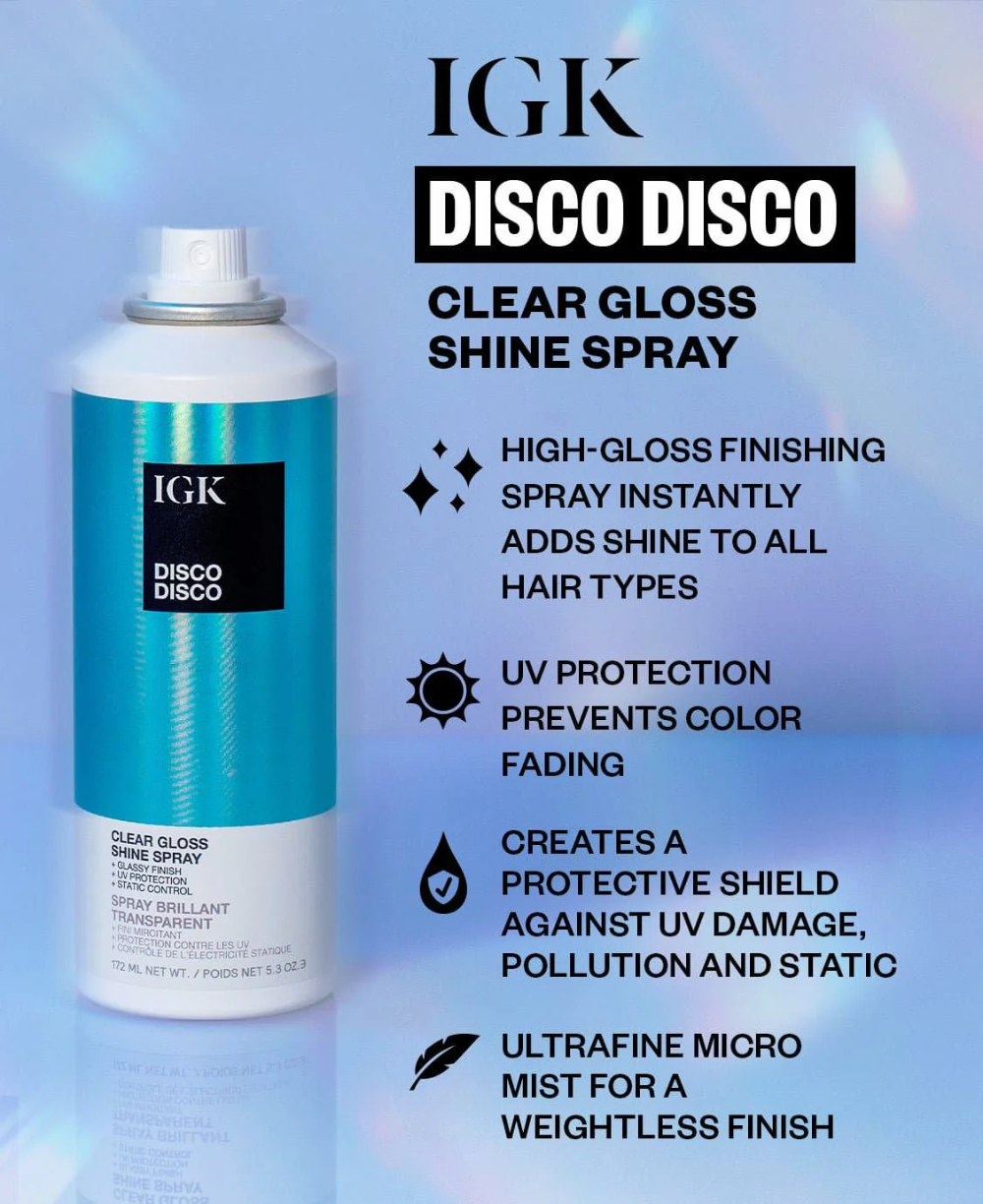 IGK  Disco Disco Clear Gloss Shine Hair Spray