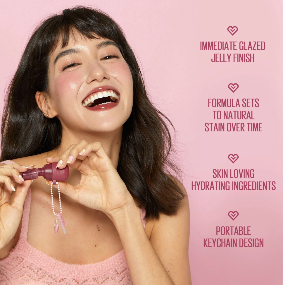 Kaja Jelly Charm Glazed Lip Stain & Blush With Keychain - 03 Berry Colada