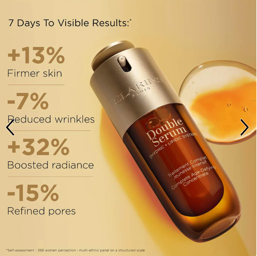 Clarins DOUBLE SERUM To Firm, Boost Radiance & Refine Pores - 30 mL