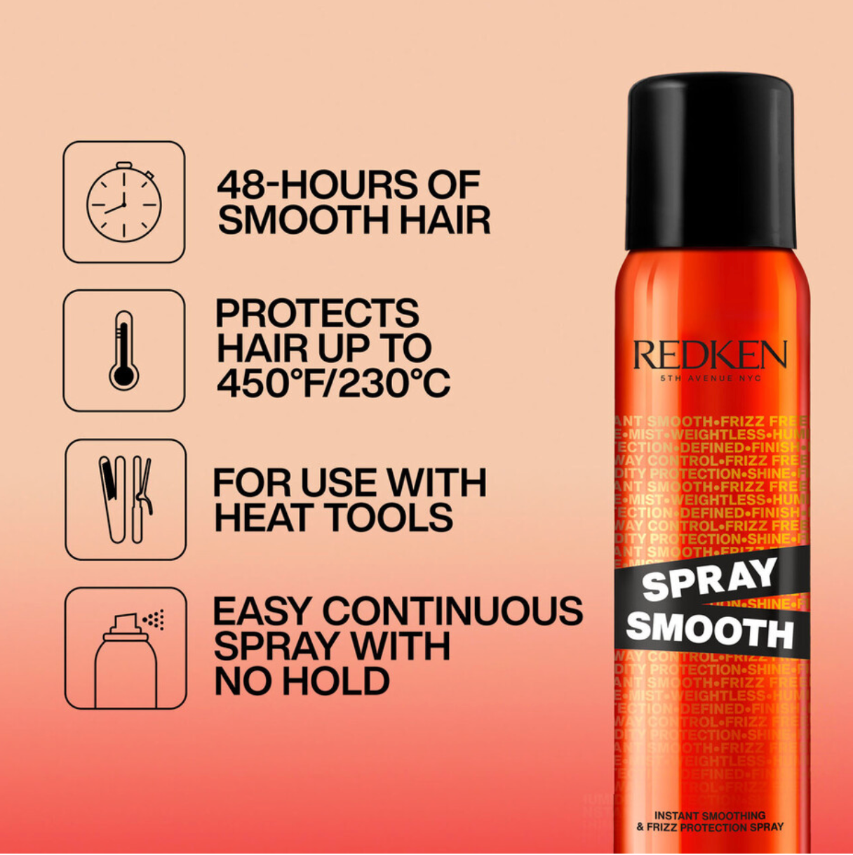 REDKEN SPRAY SMOOTH Instant Smoothing and De-Frizzing Spray for a Silky Finish - 7.5 oz