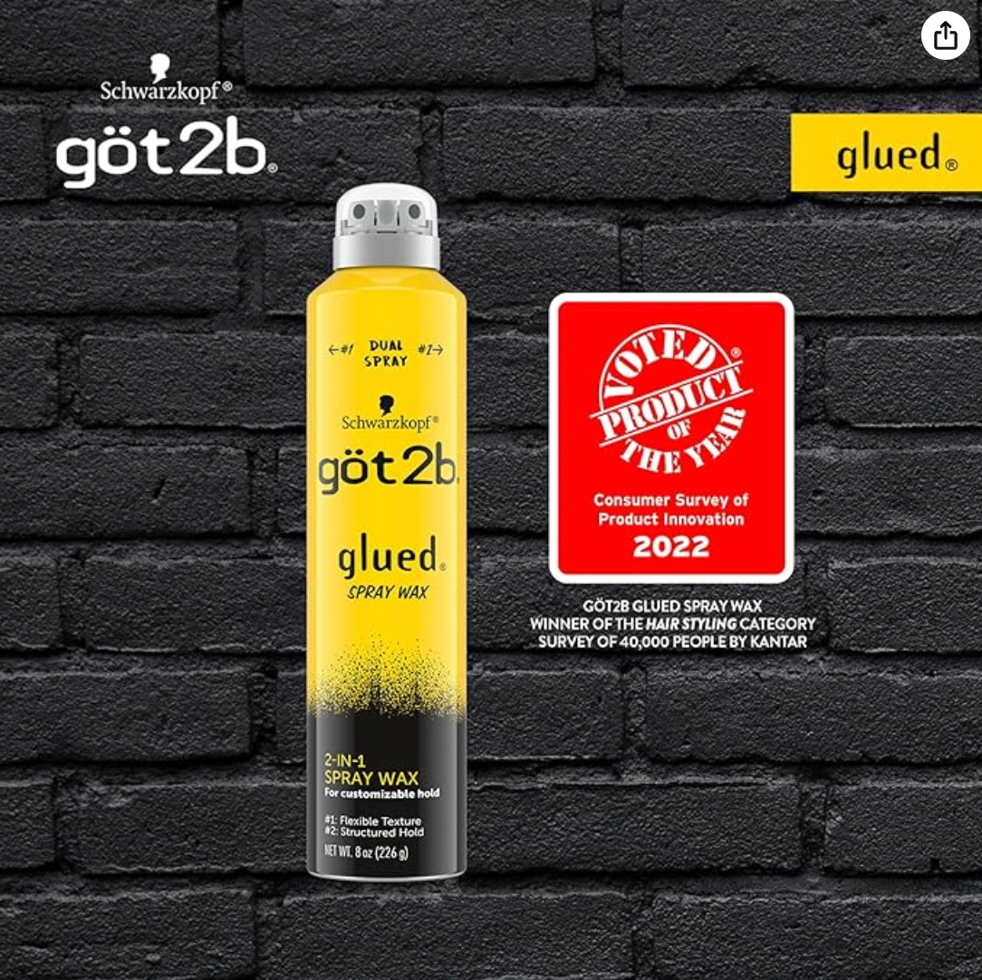 Got2b Glued Spray Wax with 2-in-1 Dual Spray Nozzle, 8 oz