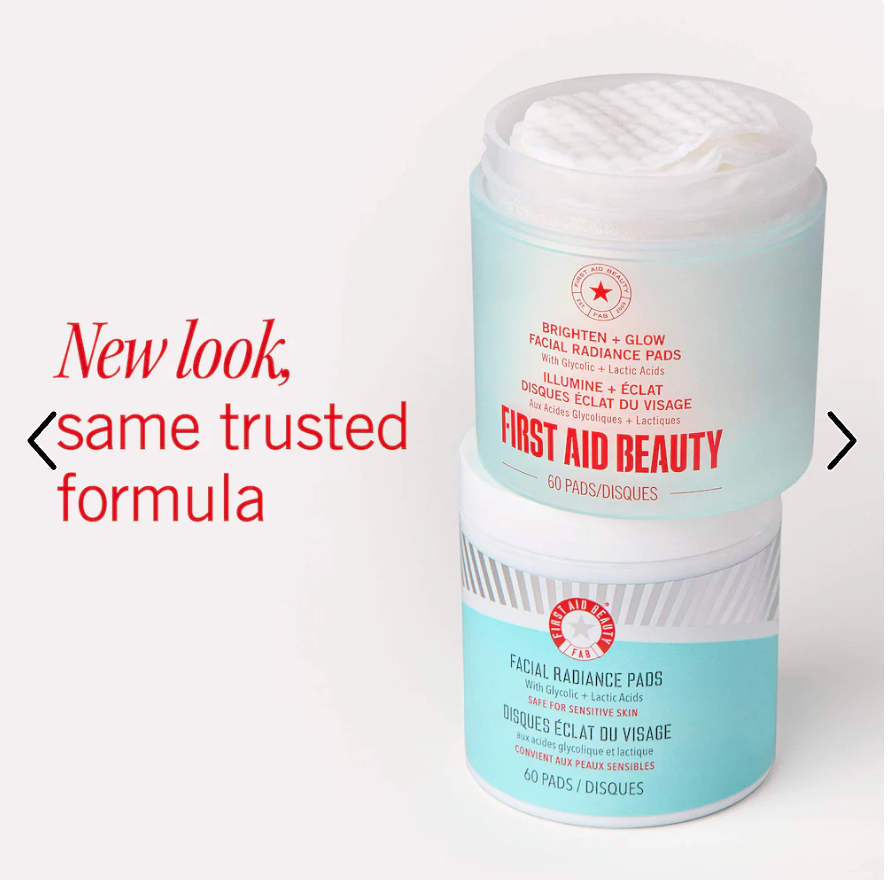 First Aid Beauty  Brighten + Glow Facial Radiance Pads with Glycolic + Lactic Acids