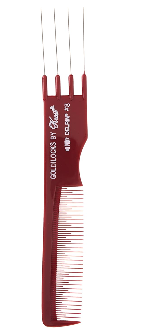 Krest Goldilocks Lift Teasing Comb with Metal Prong Heat Resistan Comb. 7.75 In.