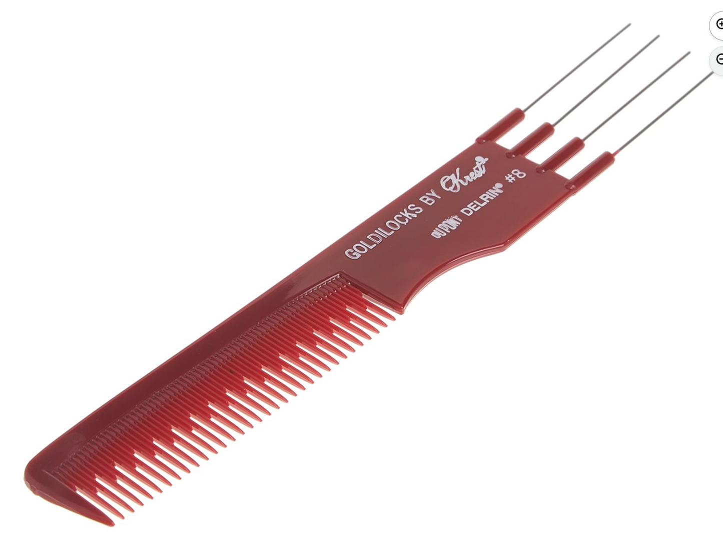 Krest Goldilocks Lift Teasing Comb with Metal Prong Heat Resistan Comb. 7.75 In.
