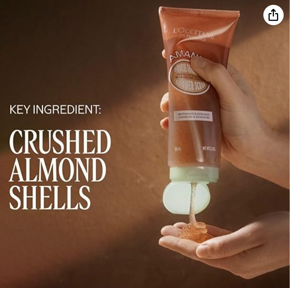 L’Occitane Almond Shower Scrub, 2-In-1 Exfoliating Body Wash with Nourishin Oil