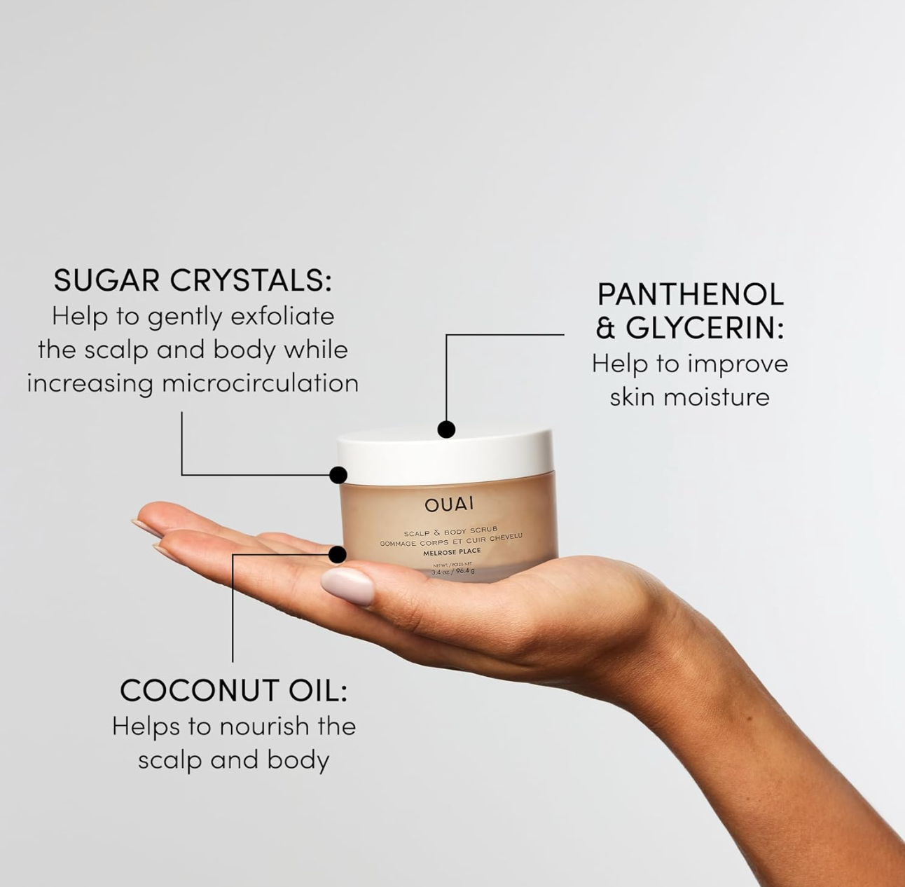 OUAI Scalp &amp; Body Scrub Travel Size, Melrose Place - 3.4 oz
