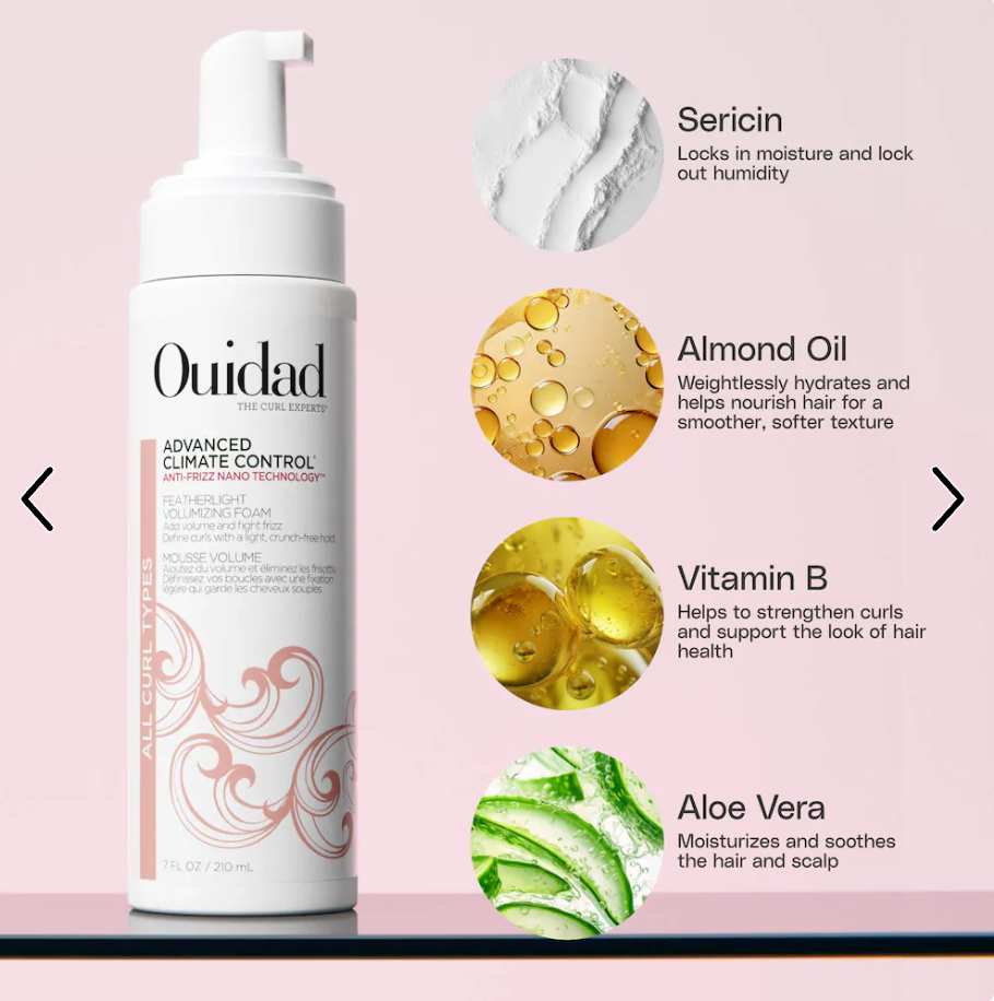 Ouidad  Advanced Climate Control Anti-Frizz Featherlight Volumizing  Foam for Curly Hair