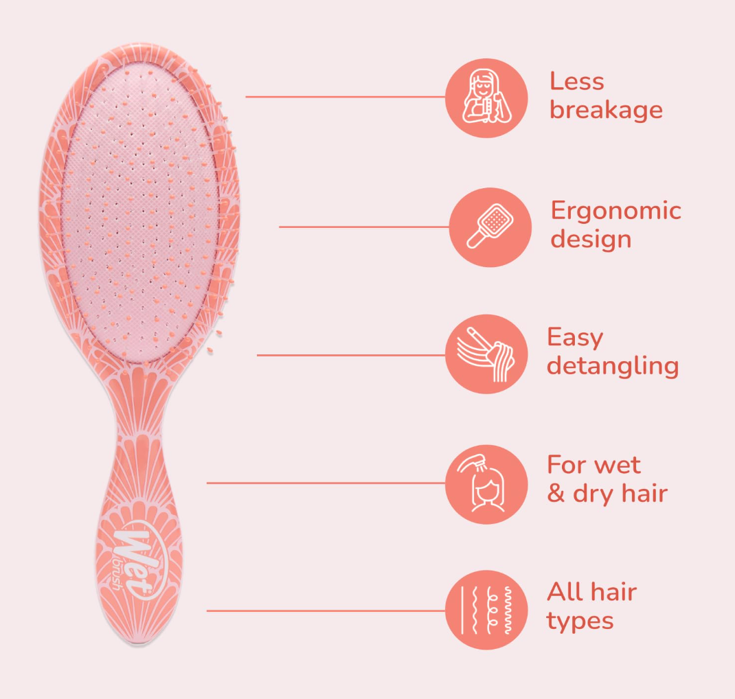 Wet Brush Original Detangler, Sunshine & Seashells (Coastal Charm), Ultra-Soft IntelliFlex Bristles Glide Through Tangles, Detangling Hair Brush (Wet & Dry), Women & Men, Limited Edition