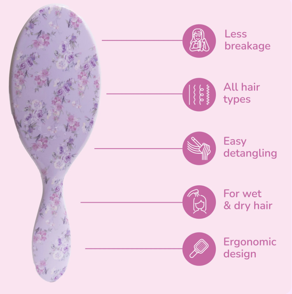Wet Brush Original Detangler Ditsy Floral Purple Blooms