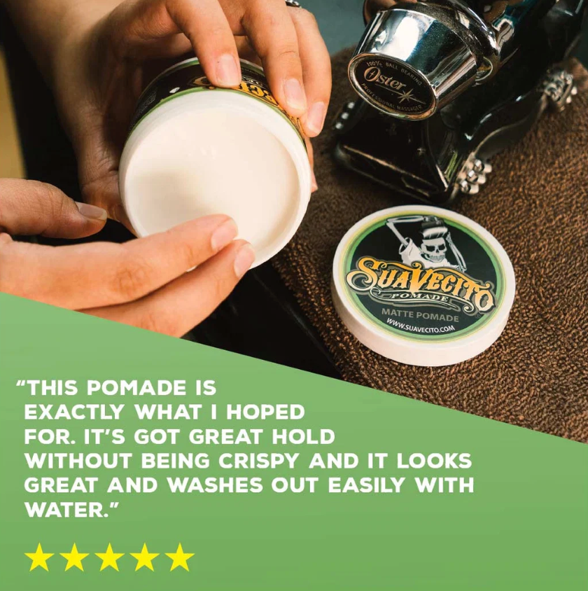 Suavecito Matte Pomade – No Shine, Medium Hold Hair Styling for Men - 4 OZ