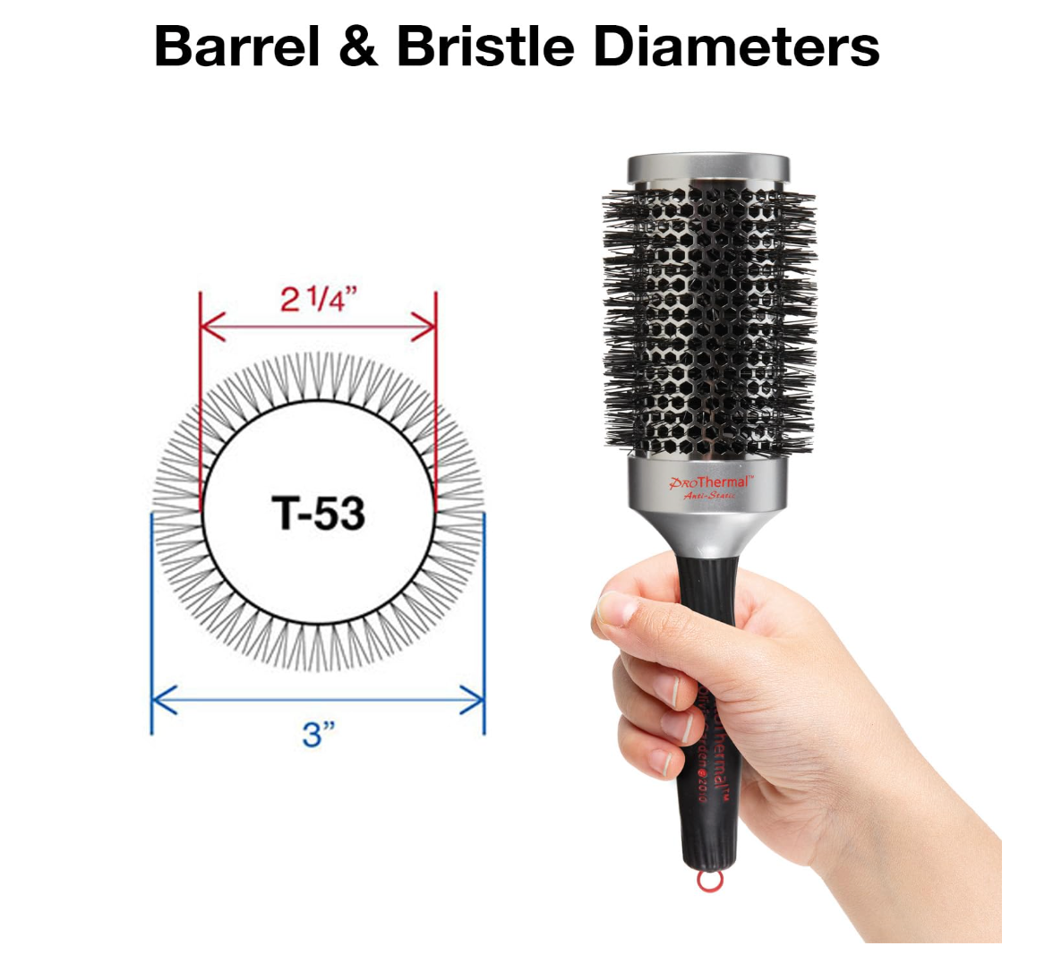 Olivia Garden ProThermal Anti-Static Round Hair Brush (not Electrical) 2 1/4" (T-53)