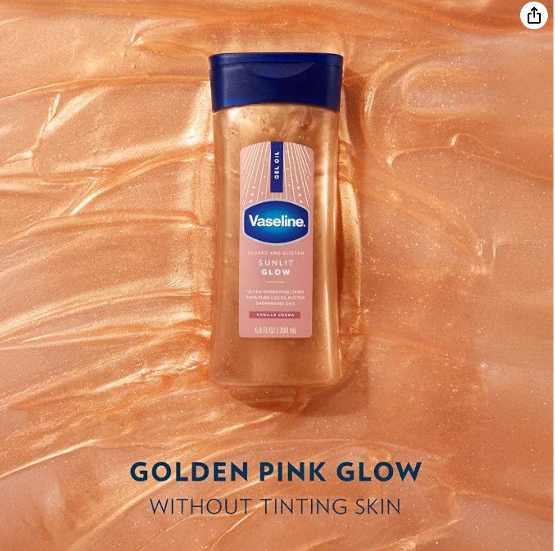 Vaseline Glazed and Glisten Sunlit Glow Body Gel Oil Shimmering 6.8oz 1ct