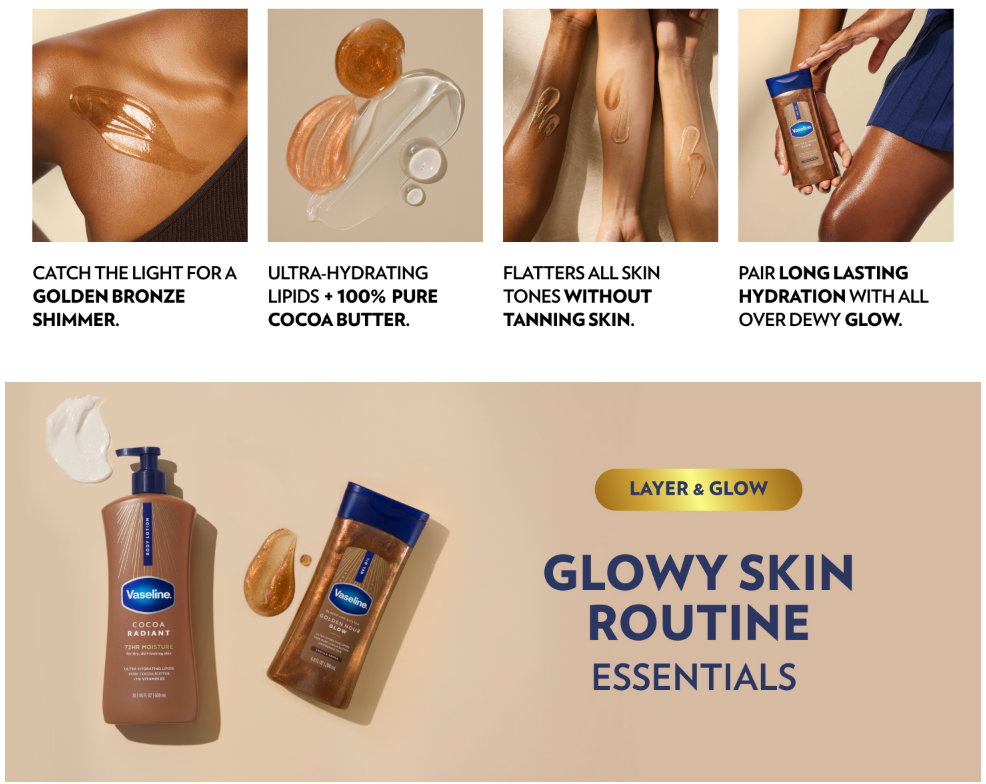Vaseline Glazed and Glisten Golden Hour Body Gel Oil Shimmering 6.8oz 1ct