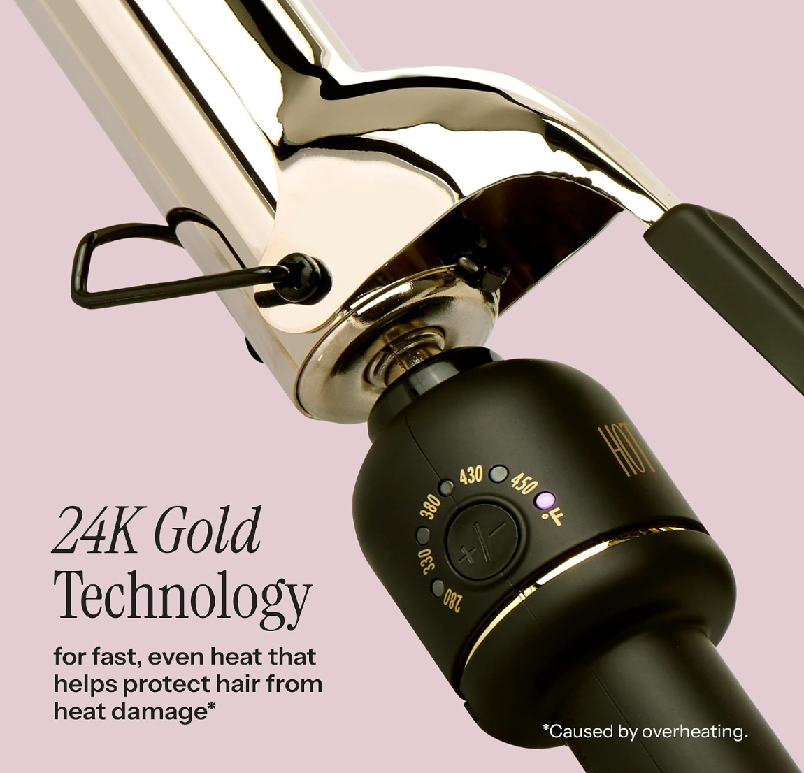 Hot Tools Professional Extended Barrel Curling Iron for Defined Curls  - 24K Gold surface