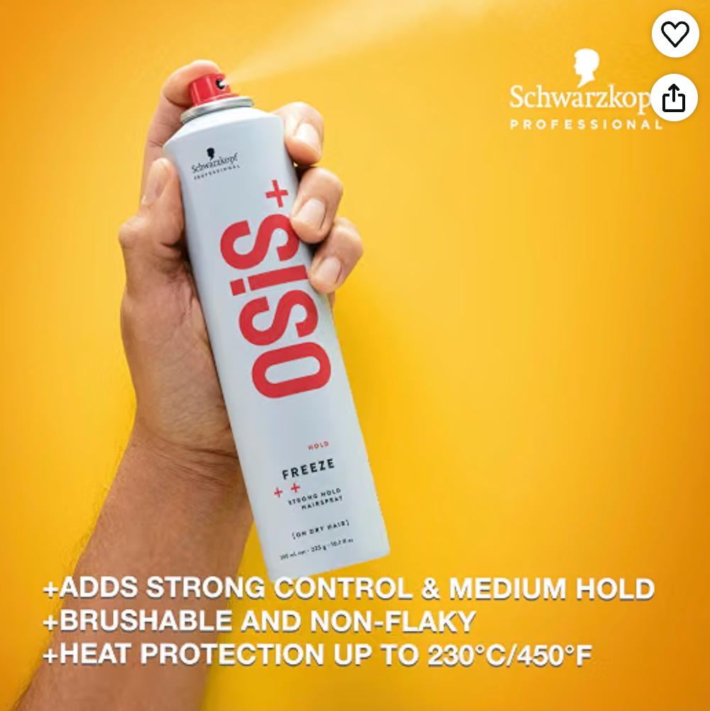 OSiS+ Freeze Hairspray - Medium Hold with Heat & Humidity Protection - 9 oz/ 256 g