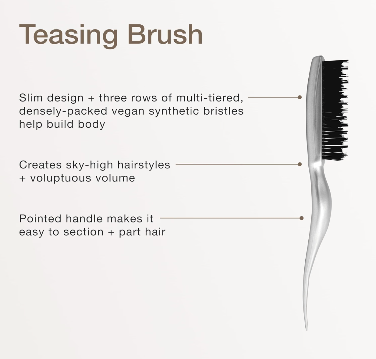 Paul Mitchell Pro Tools Teasing Brush, Hair Brush With Tail Handle for Back Combing, Lifting + Creating Volume