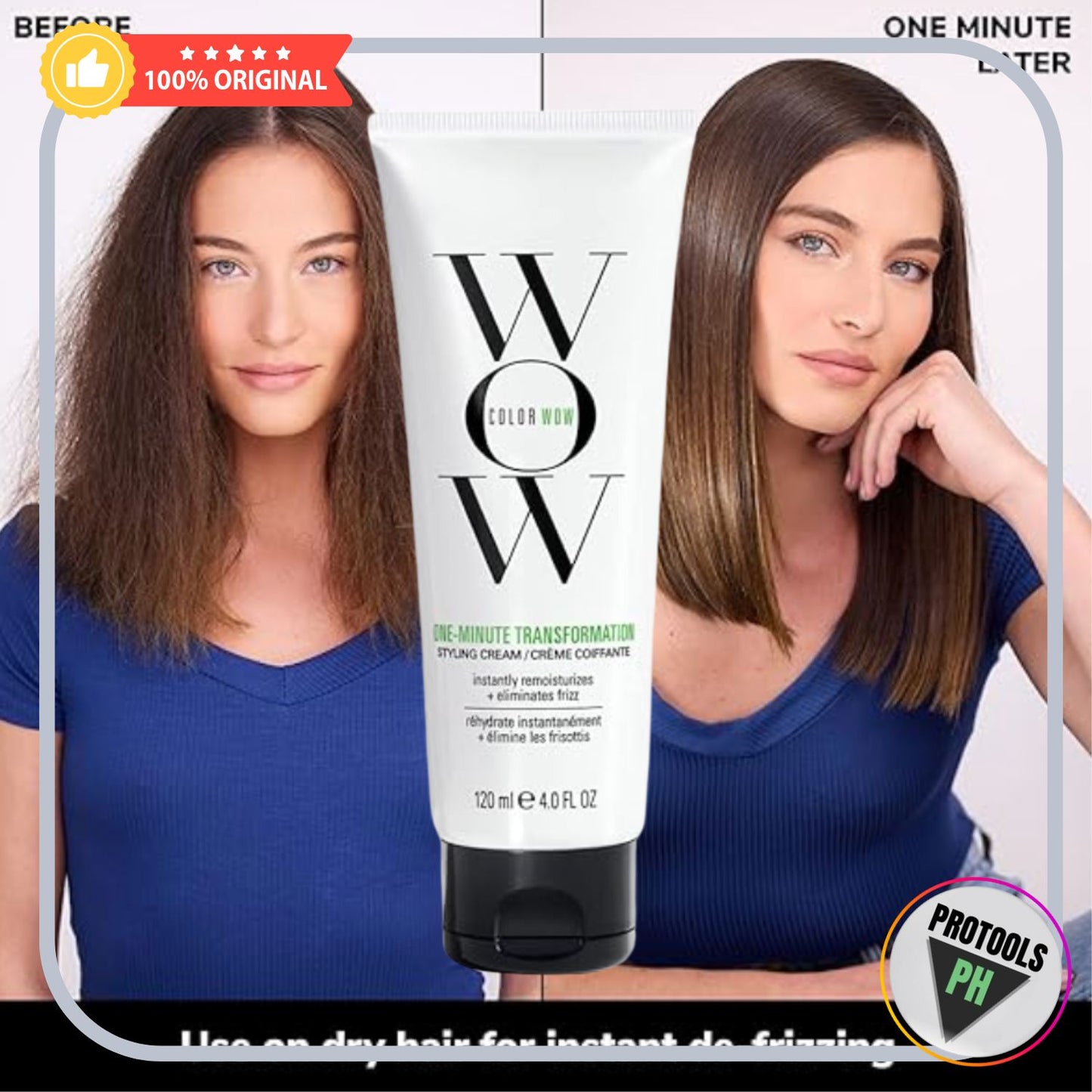 COLOR WOW One Minute Transformation Anti Frizz Styling Cream -  4oz/ 120 mL