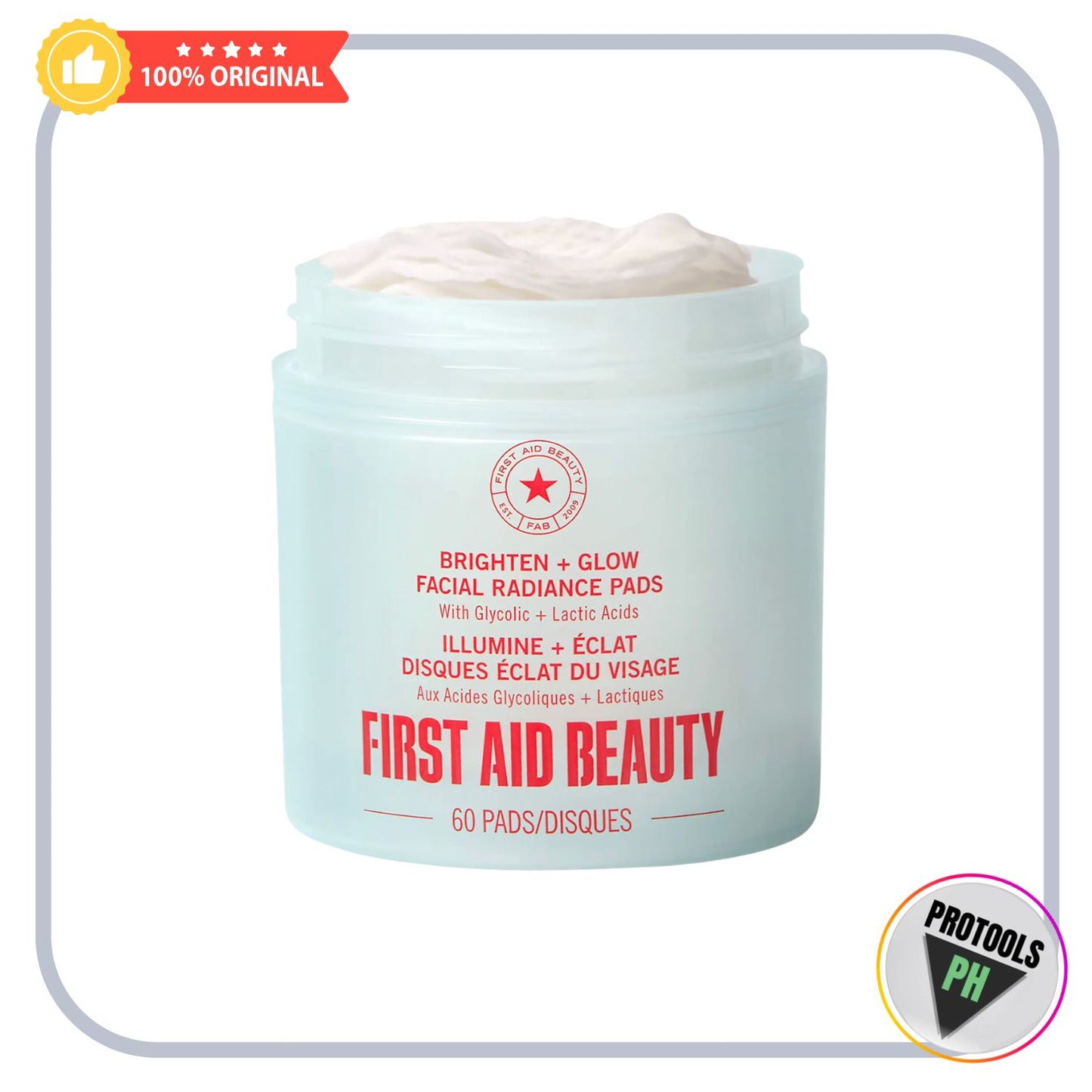 First Aid Beauty  Brighten + Glow Facial Radiance Pads with Glycolic + Lactic Acids