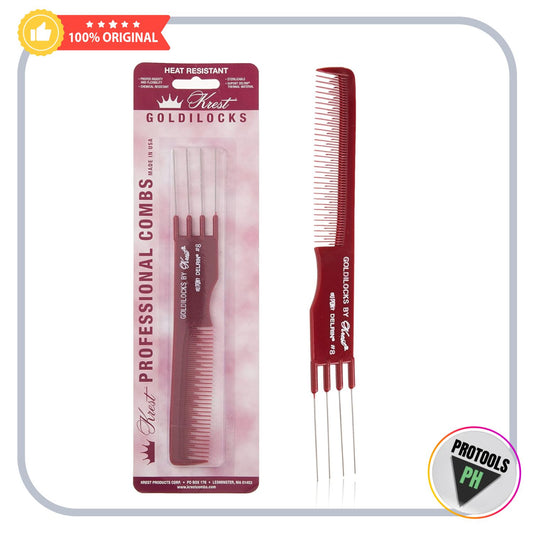 Krest Goldilocks Lift Teasing Comb with Metal Prong Heat Resistan Comb. 7.75 In.