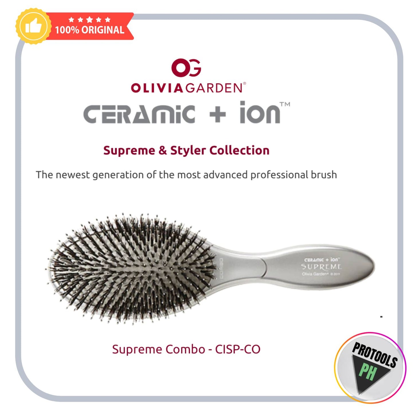 Olivia Garden CISP-CO Ceramic + Ion Ionic & Boar Bristles Supreme Combo Brush