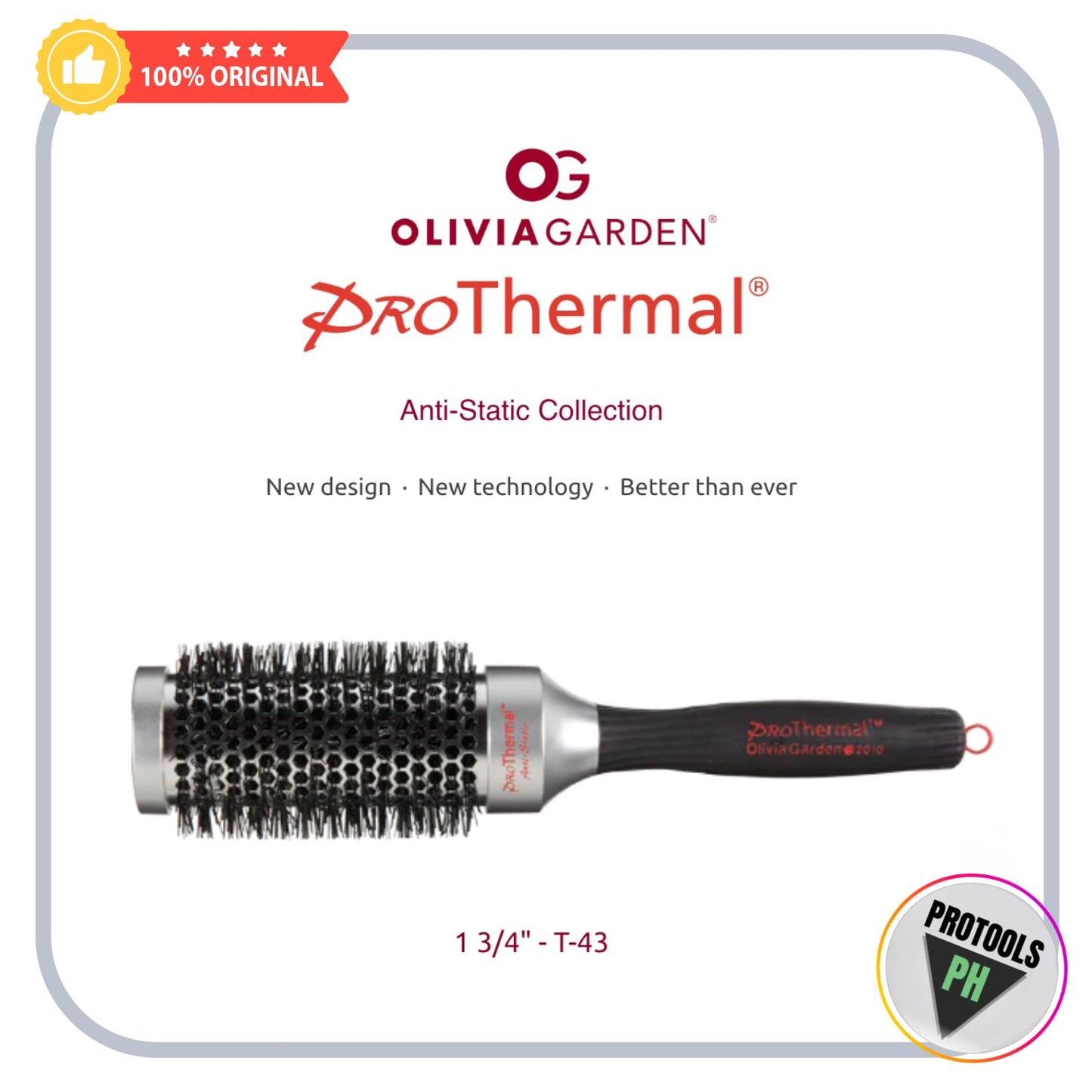 Olivia Garden Classic Pro Thermal Hairbrush - Large/T43 - 1-3/4"