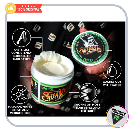 Suavecito Matte Pomade – No Shine, Medium Hold Hair Styling for Men - 4 OZ