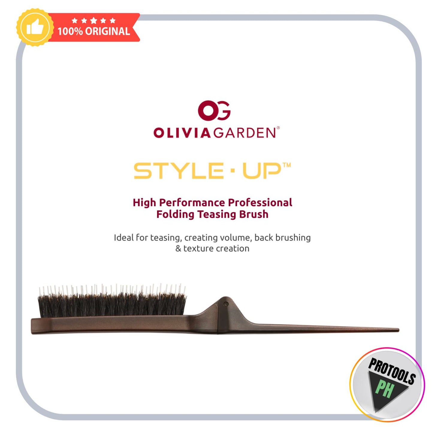 Olivia Garden Style Up High Performance Professional Folding Teasing Brush