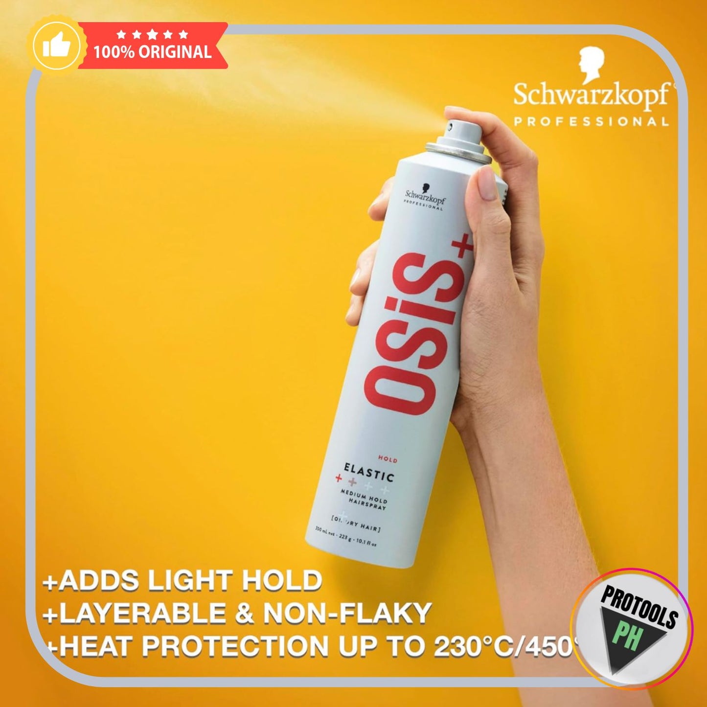 OSiS+ Elastic Hairspray - Light Hold with Heat Protection for All Hair Types
