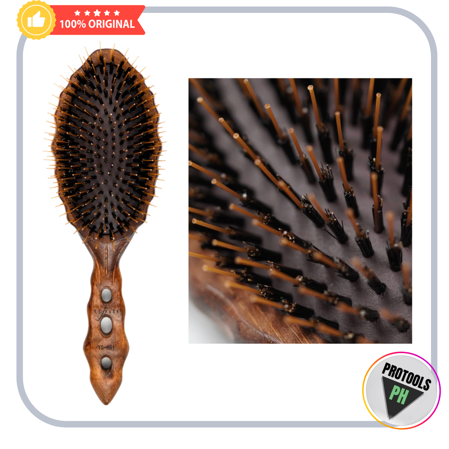 YS Park 651 Luster Styler – The Exquisite Boar Bristle & Nylon Pin Paddle Brush