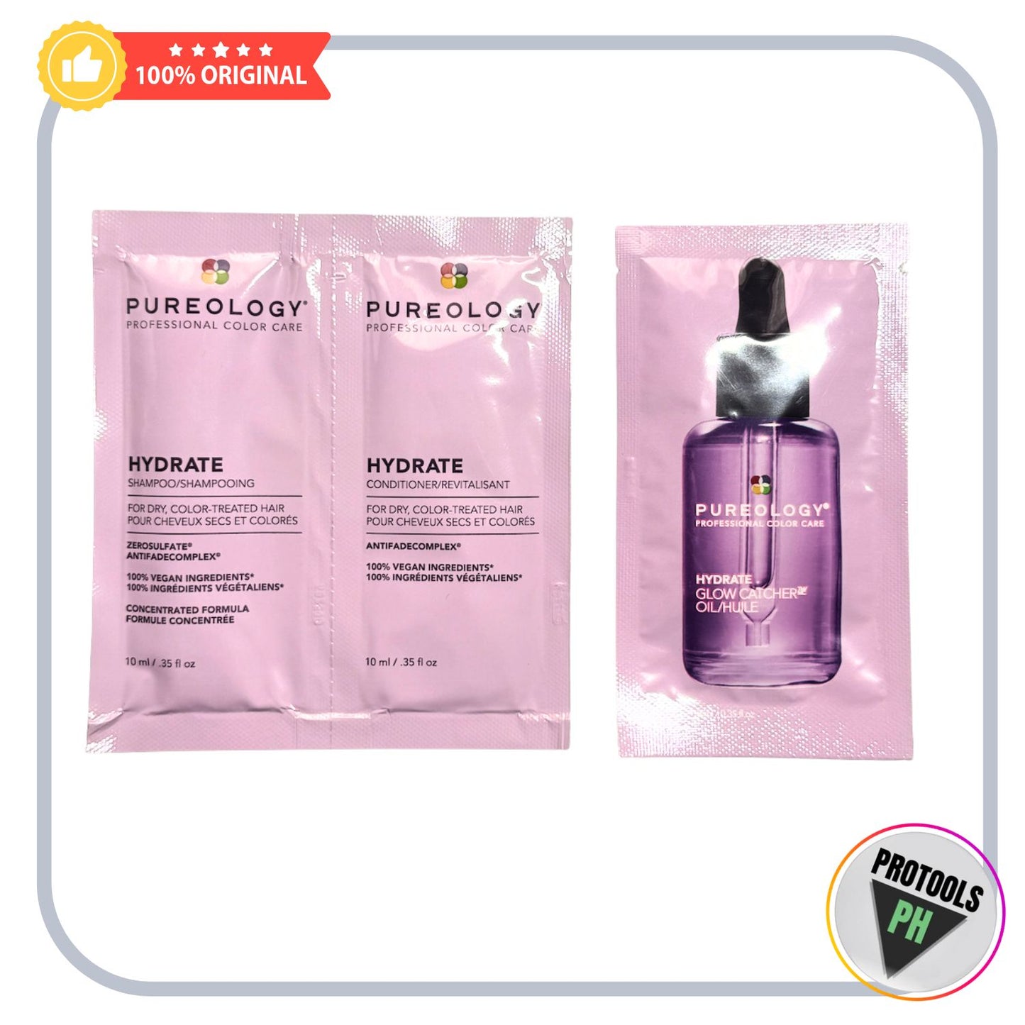 Pureology sachet set (shampoo , conditioner & oil)
