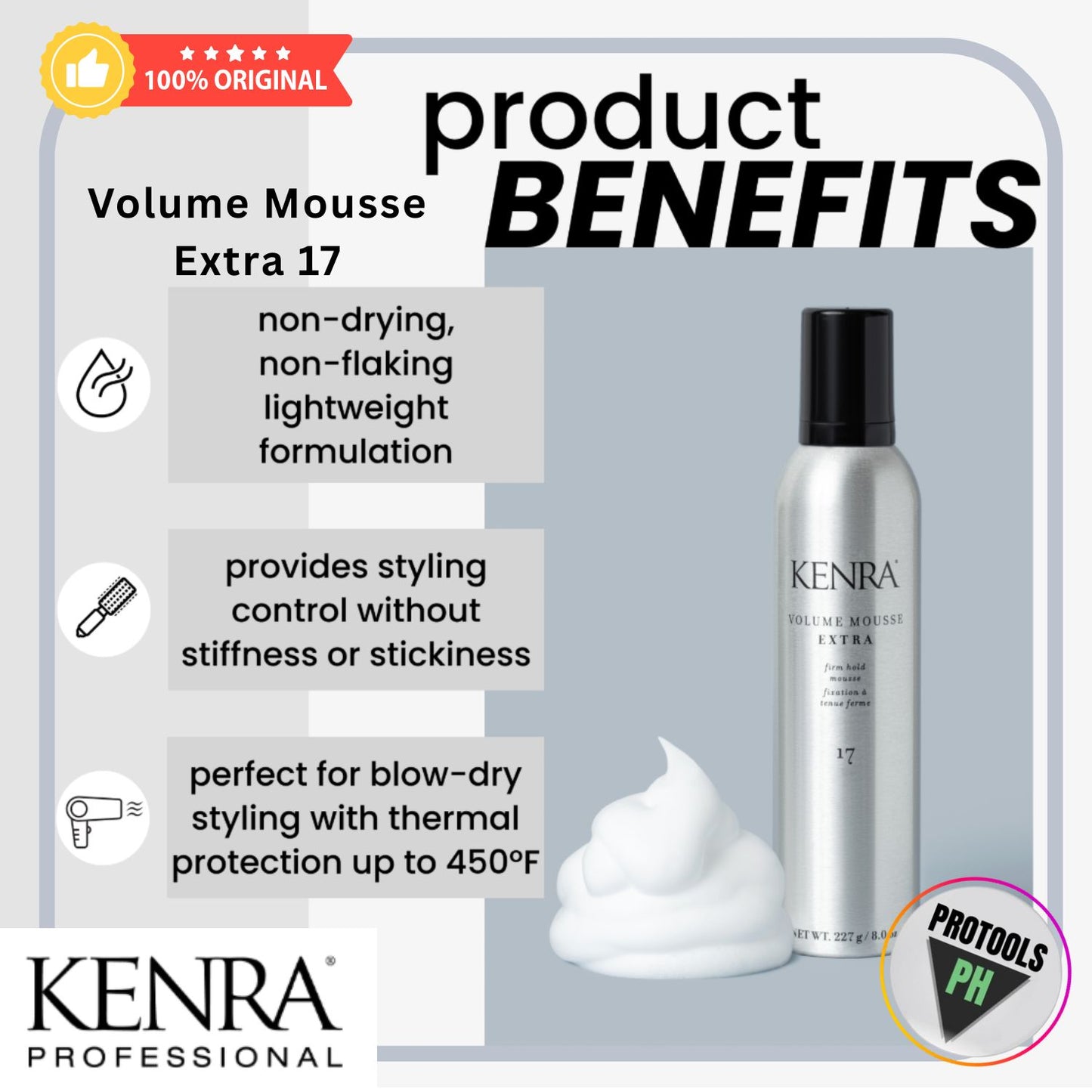 Kenra Volume Mousse Extra 17 firm hold mousse - 8 oz / 227g