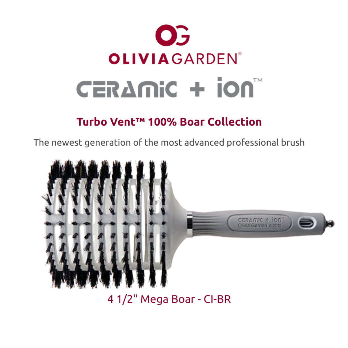 Olivia Garden Ceramic + ion Turbo Vent 100% Boar - 4 1/2"